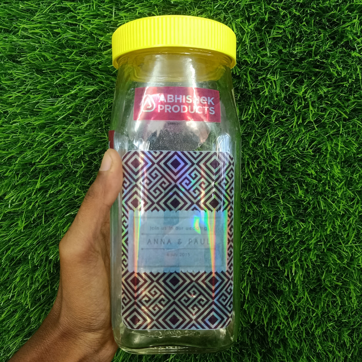 A4 Transparent Rainbow Promojet Sticker for juice bottle branding and food service packaging customization needs.