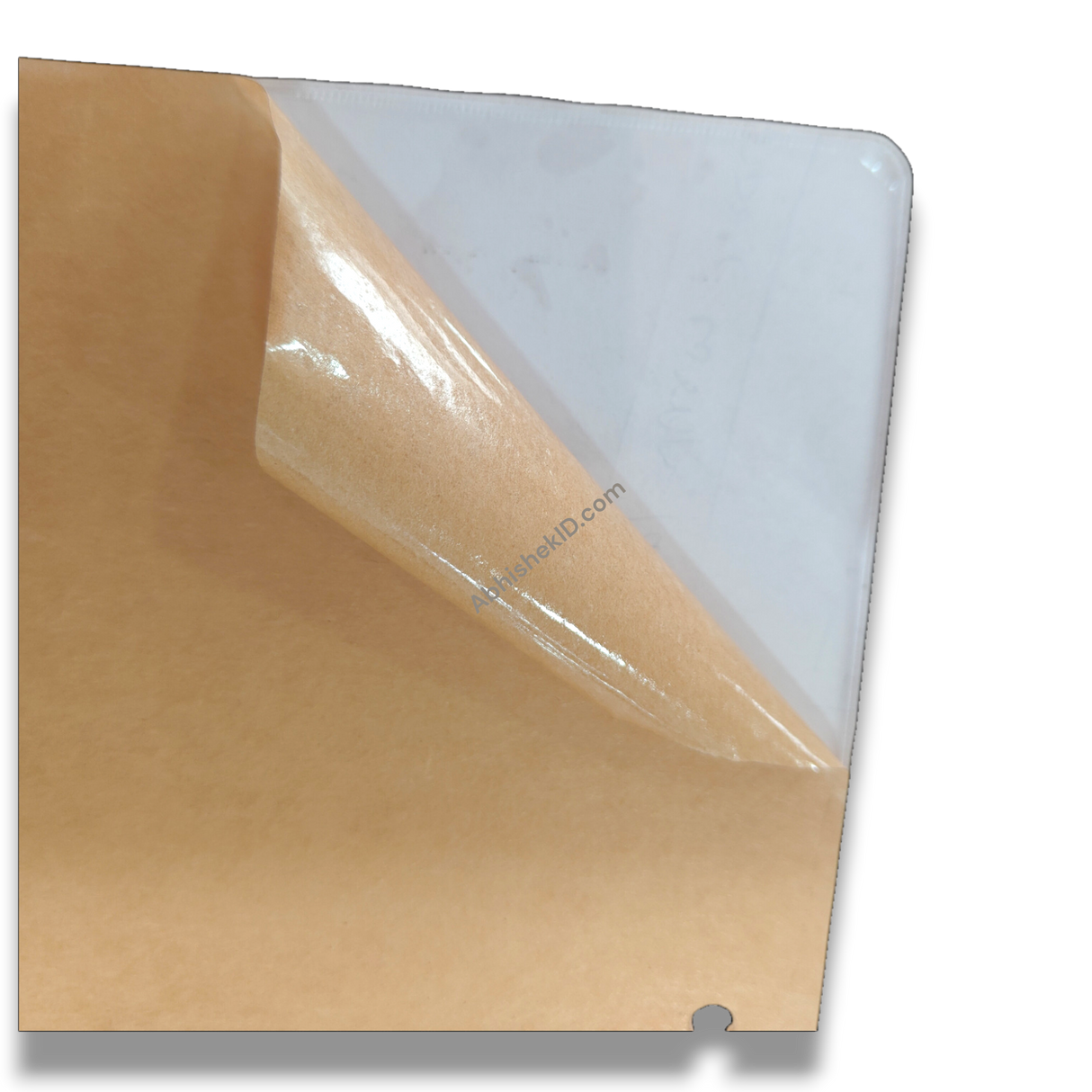 Finished near-A4 acrylic tabletop photo frame with black MDF legs on desk display