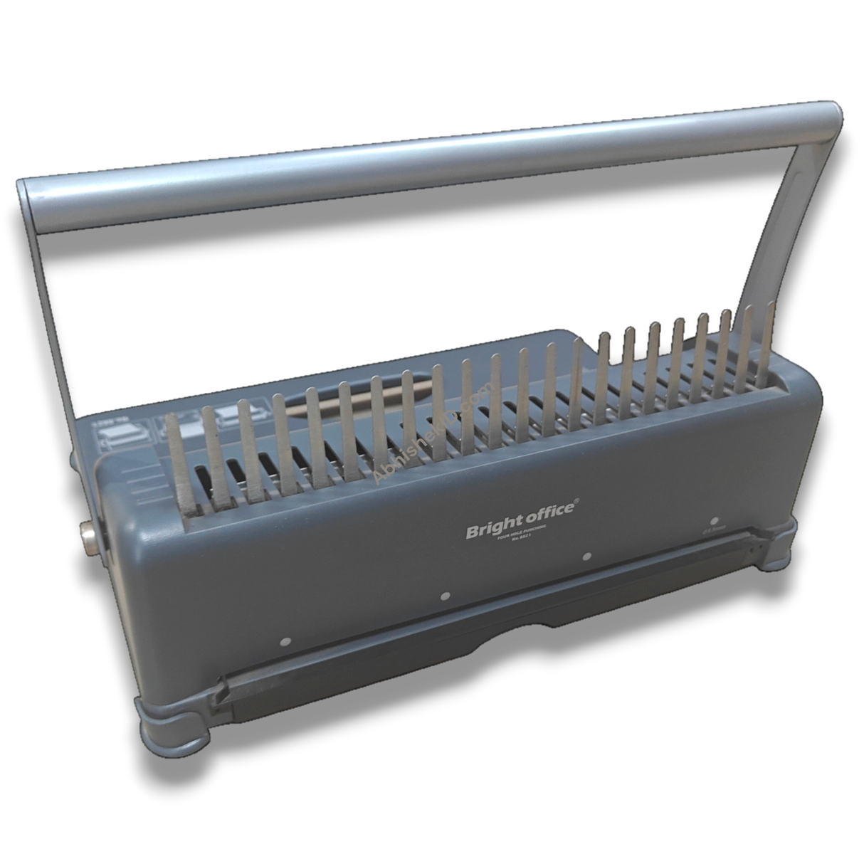 A4 21-Slot Comb Binding Machine for Office, gray metal and plastic, for document binding
