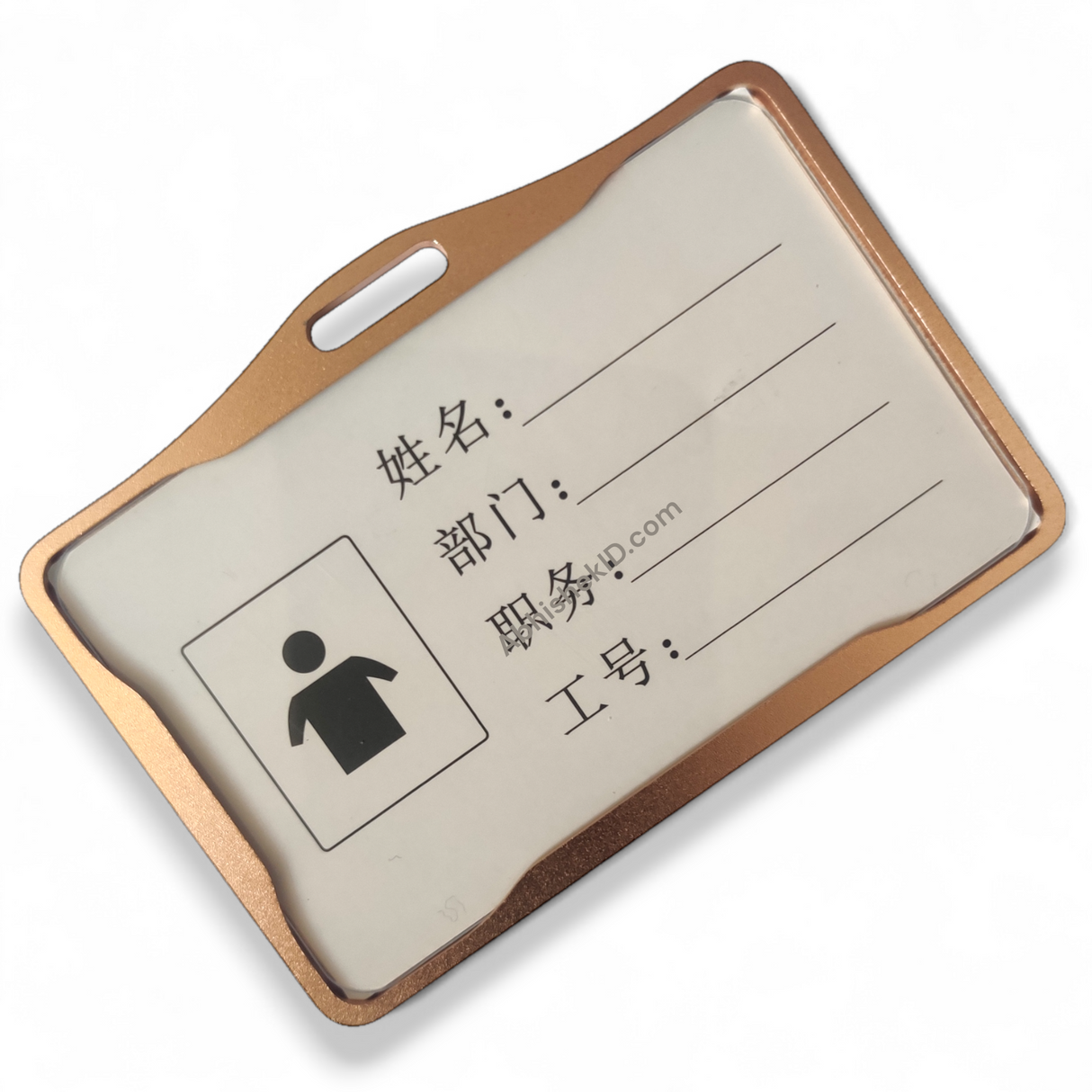 Golden Metal ID Card Holder 54x86mm for employee credential display in enterprise setups.