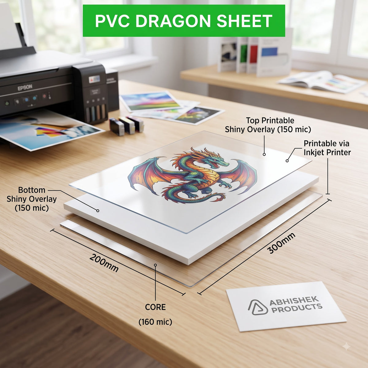 PVC dragon sheets 760 micron bulk pack compatible with inkjet ID card printers