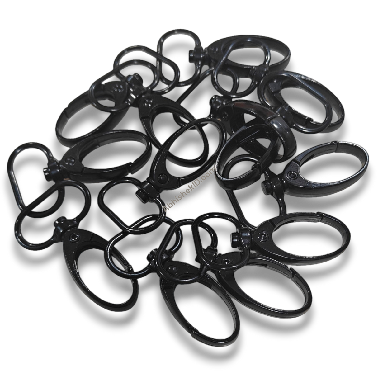 Premium Black 20mm Metal Fish Hook for ID Card Lanyards, durable swivel lobster clasp for badge neck straps.