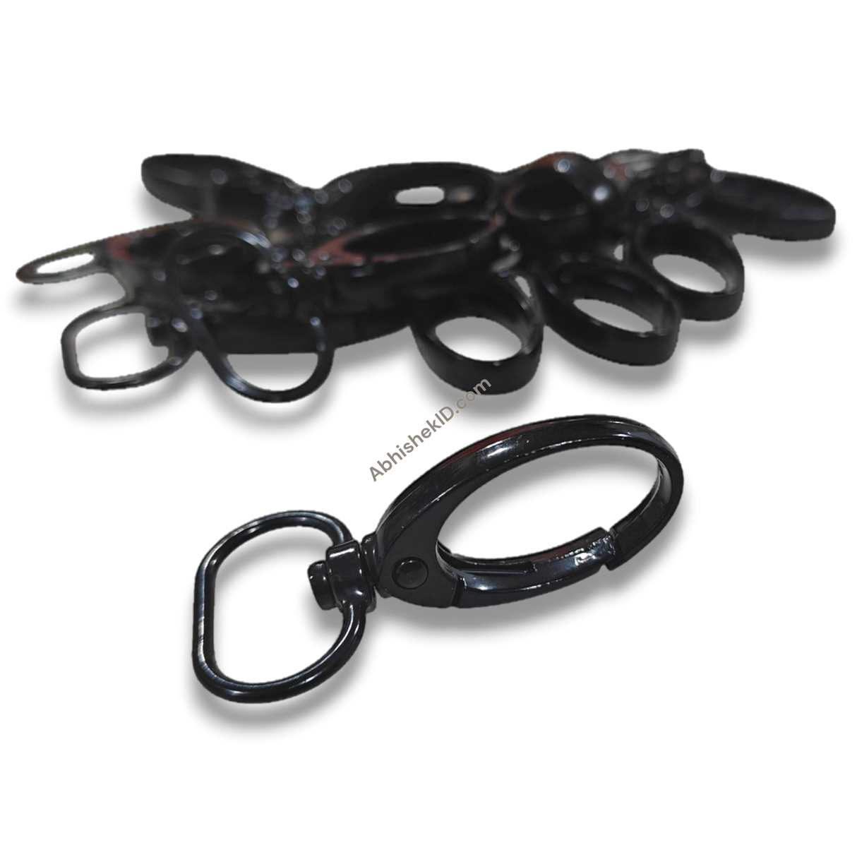 Premium Black 20mm metal fish hook for ID card lanyards, swivel lobster clasp for badge holders and name tags.