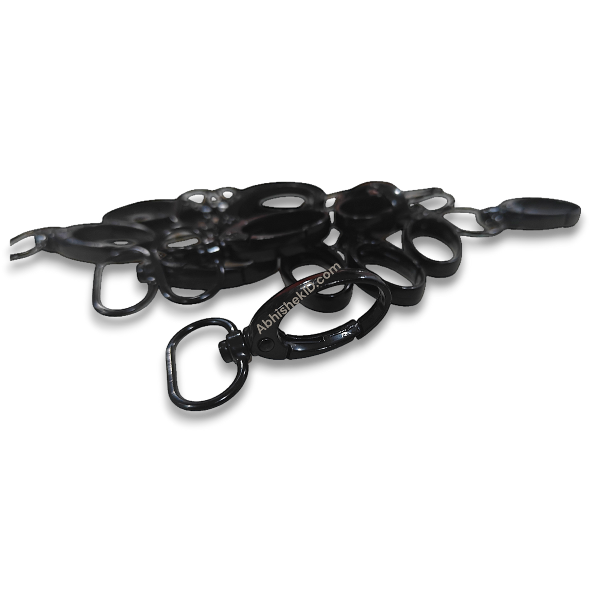 Premium Black 20mm Fish Hook for ID Card Lanyards, black metal swivel clips for lanyard badge holder attachment.