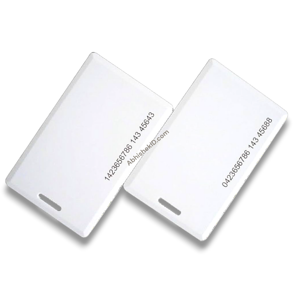 White plastic RFID Thick Cards 125kHz for Attendance and Access Control with pre-punched slot.