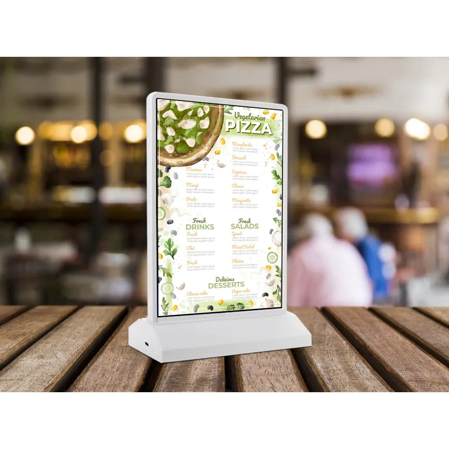 Double-Sided LED Light Box for illuminated nightclub drink lists and dark room hospitality signage.