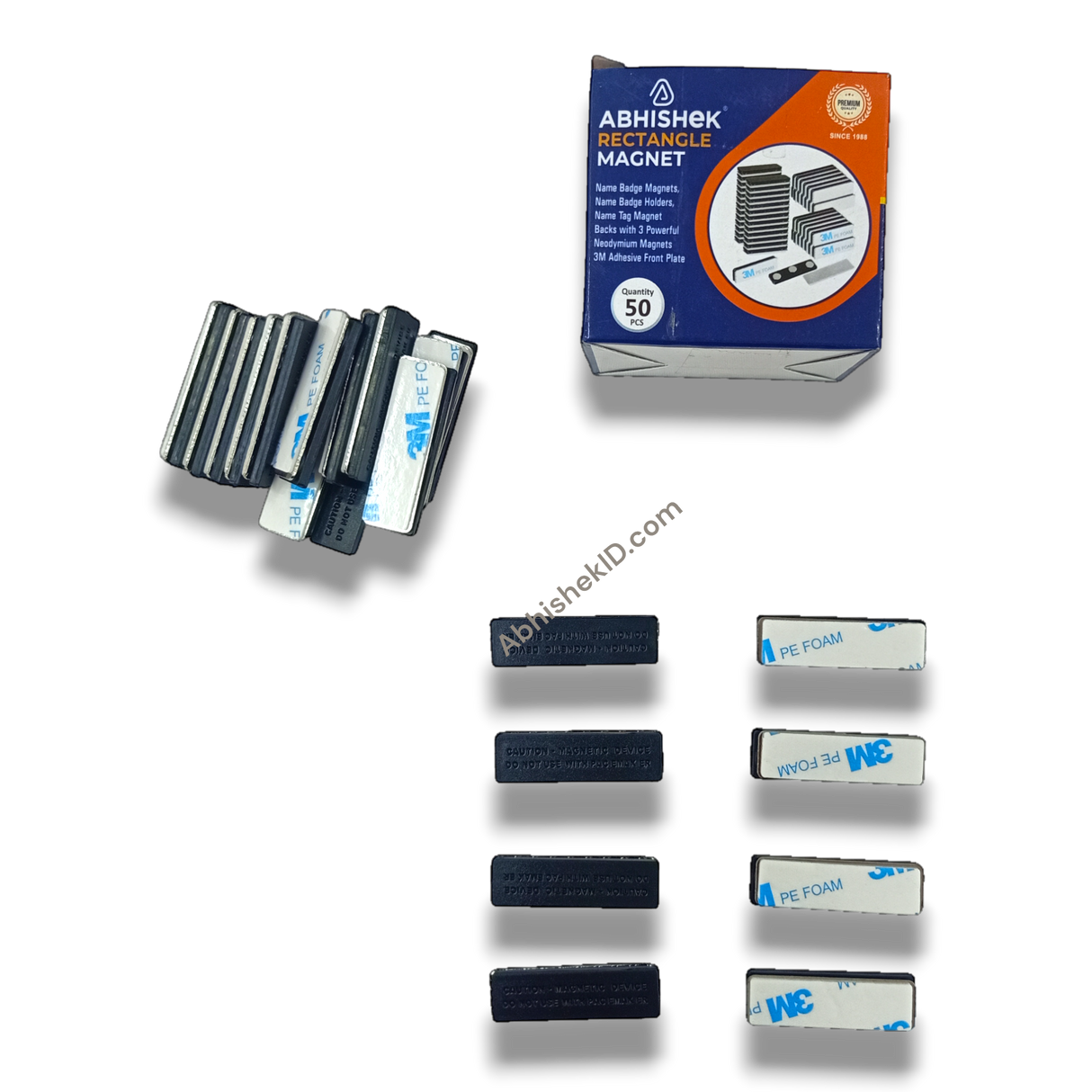 Name Plate Magnet for damage-free clothing attachment and conference attendee identification systems.