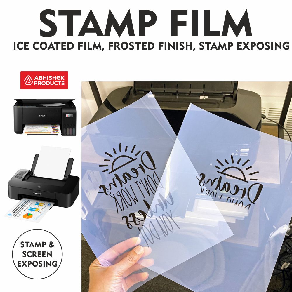 Inkjet Stamp Exposing Film for photo polymer negative processing and commercial rubber stamp manufacturing.
