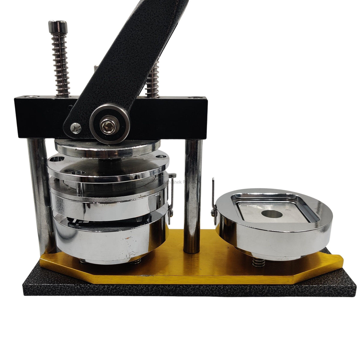 Square Button Badge Machine 50x50mm supporting local business advertising and souvenir shop badge making.