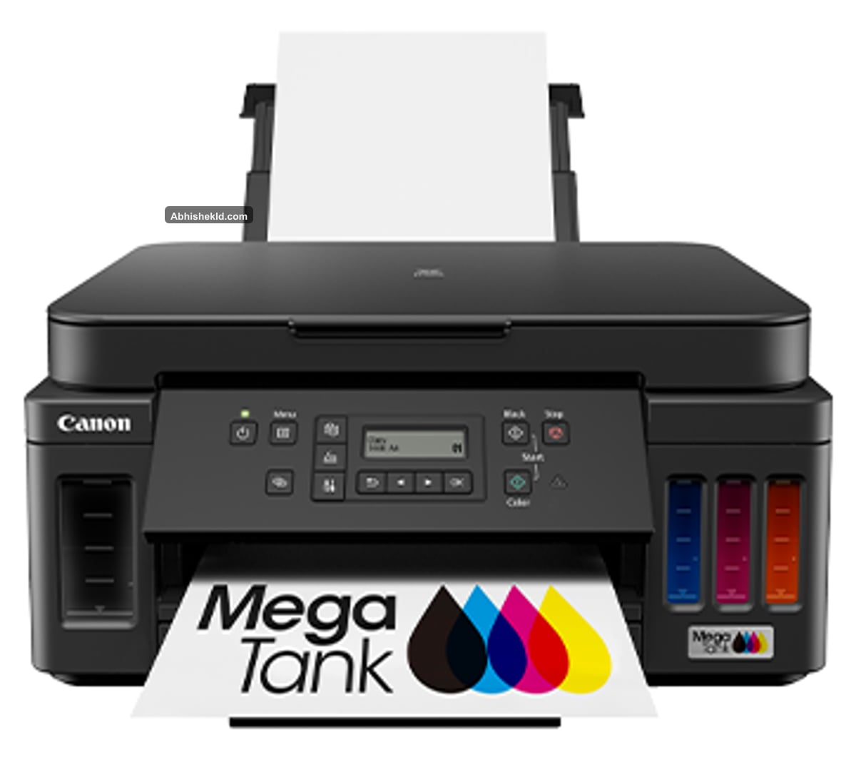 Canon G6070 all-in-one wireless ink tank printer side panel showing paper trays
