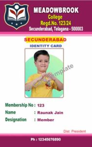 Customizable ID cards design template in PSD format, perfect for school and office use