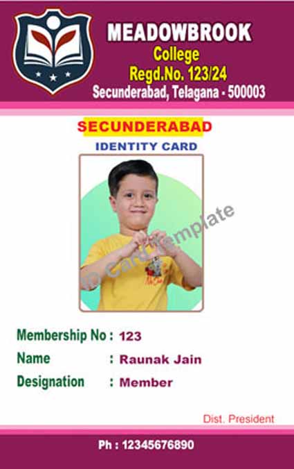 Customizable ID cards design template in PSD format, perfect for school and office use