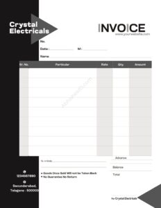 Customizable bill book template for freelancers For Electricals