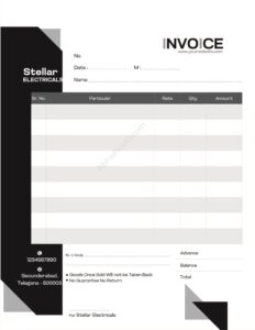 Editable single-colour bill book layout for quick edits For Electricals