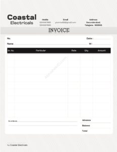 Clean bill book layout for freelancers For Electricals