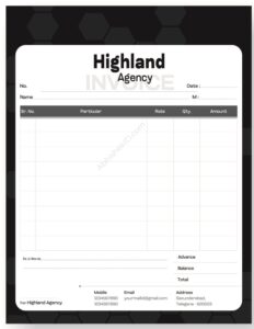 Simple structured bill book layout for printing For Agency