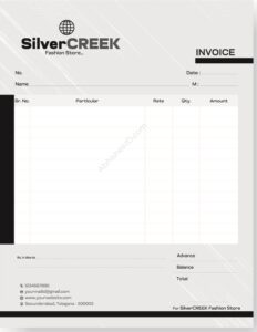 Clean customizable bill book layout for studios For Fashion Store