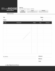 Clean and simple bill book design template For General Store