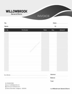 Structured bill book design template for freelancers For General Store