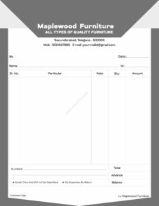 Simple professional bill book layout for freelancers For Furniture