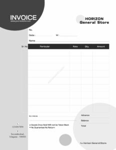 Minimal customizable bill book layout template For General Store