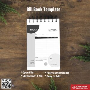 Professional single-colour bill book design template For General Store