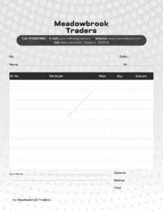 Editable single-colour bill book design for studios For Traders