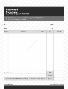 Structured bill book design template for freelancers For Furniture