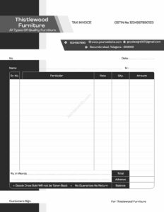 Basic structured bill book design layout For Furniture