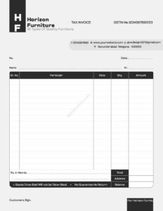 Minimal clean bill book design for professional printers For Furniture