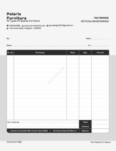 Minimal bill book template for small business owners For Furniture