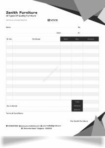 Clean simple bill book design for professional printers For Furniture