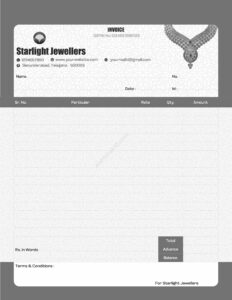 Basic structured bill book design for studios For Jewellers