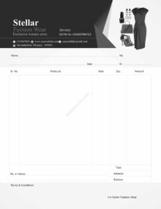 Basic bill book layout for digital printers For Fashion Store