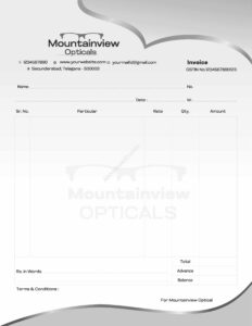 Professional customizable bill book template for fast edits For Opticals