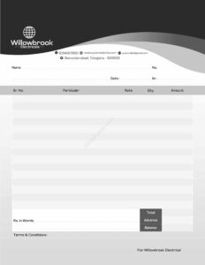 Basic professional bill book layout for fast production For Electricals