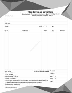 Basic structured bill book layout for print studios For Jewellers