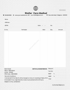 Simple structured bill book layout for printing For Medical