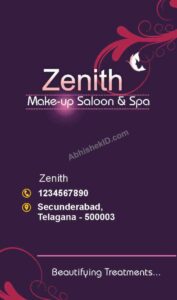 Nature-themed tech card design with green elements For Beauty Parlour