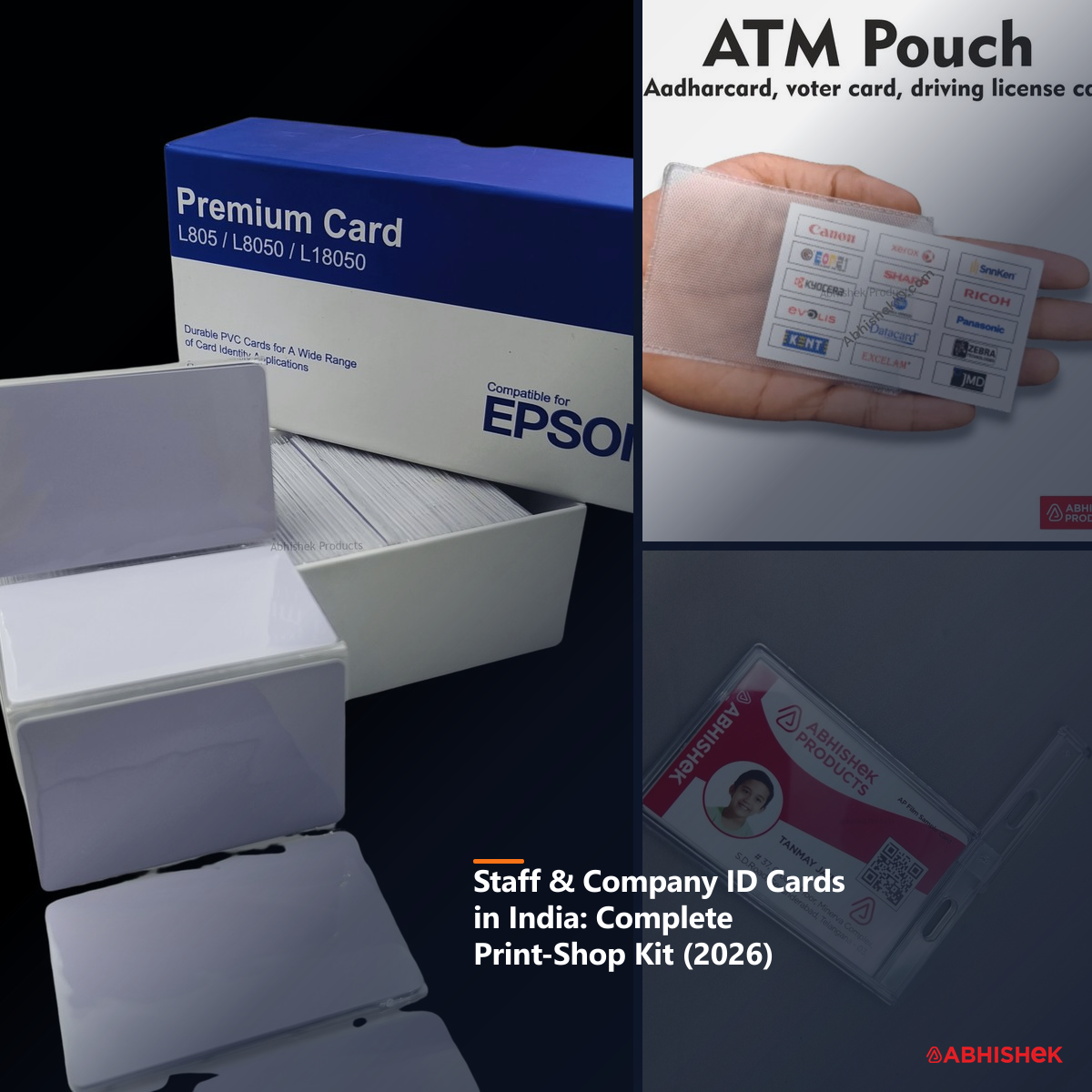 Staff and company ID cards print-shop kit in India — PVC cards, ATM pouches and holders