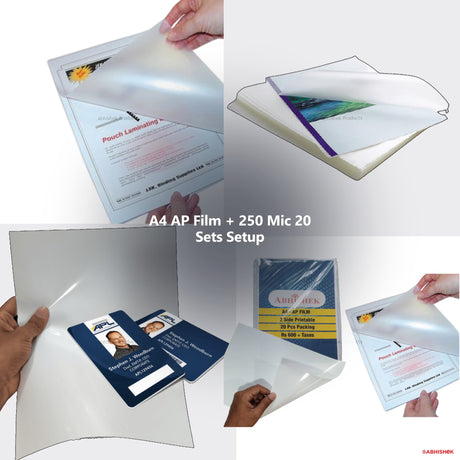 A4 AP Film 250 Mic Combo Setup for ID card and print shops in India — product collage