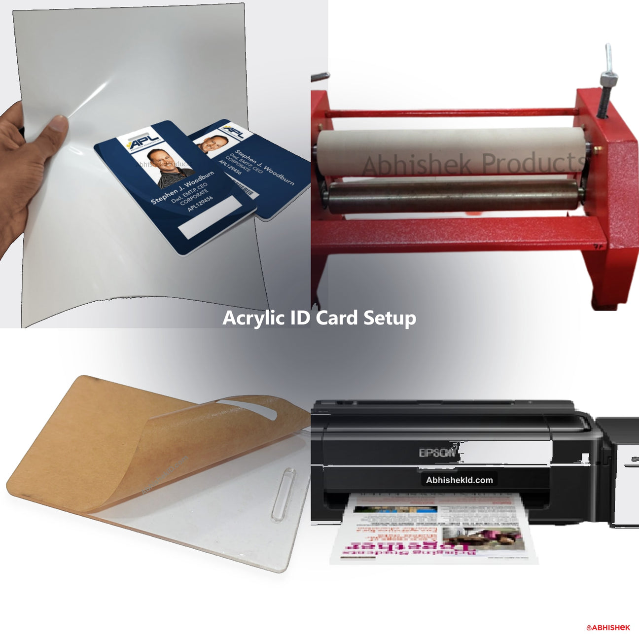 Acrylic ID Card Setup | AbhishekID India for ID card and print shops in India — product collage