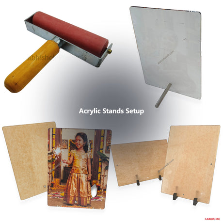 Acrylic Photo Stands 4x6, 6x8 & A4 Setup for ID card and print shops in India — product collage