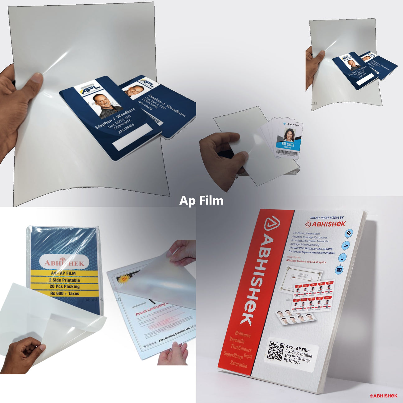 AP Film Sheets for Inkjet ID Cards for ID card and print shops in India — product collage