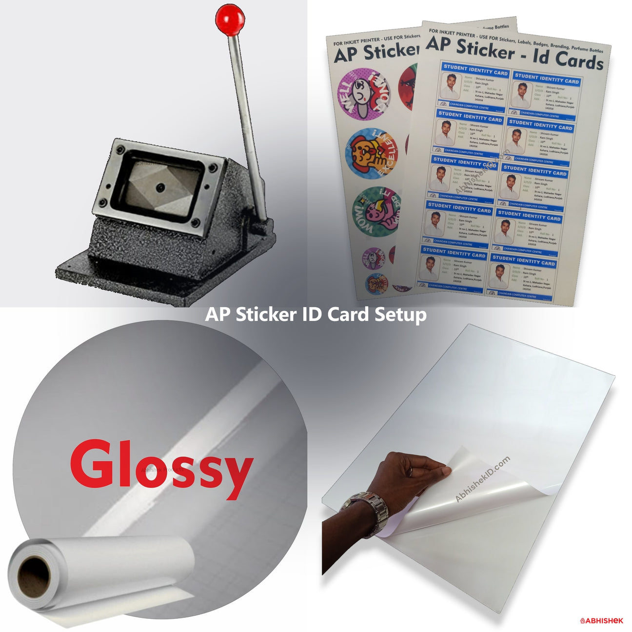 AP Sticker ID Card Setup for ID card and print shops in India — product collage