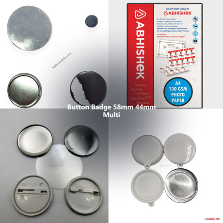 Button Badge 58mm 44mm Multi Product Setup for ID card and print shops in India — product collage