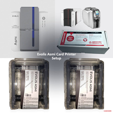Evolis Asmi Card Printer Setup for ID card and print shops in India — product collage