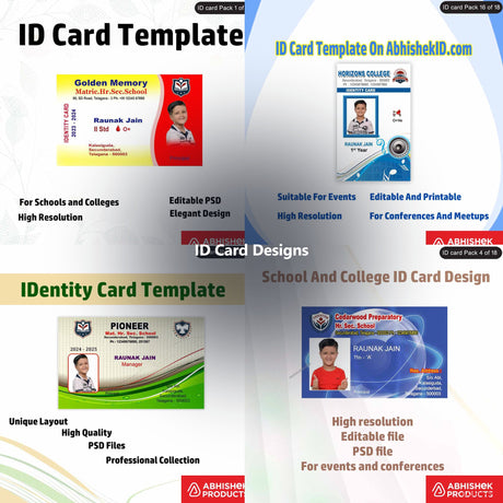 ID Card Design Templates CDR & PSD for ID card and print shops in India — product collage