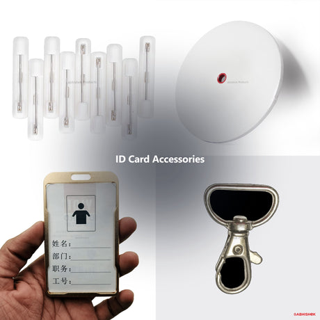 Badge Clip Pins & ID Card Accessories for ID card and print shops in India — product collage