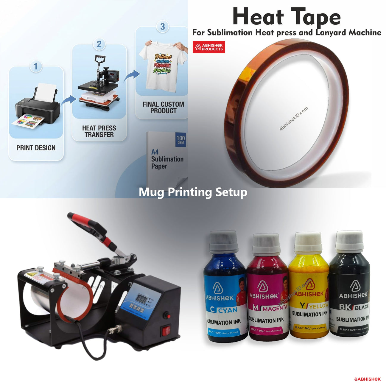 Mug Printing Setup for ID card and print shops in India — product collage